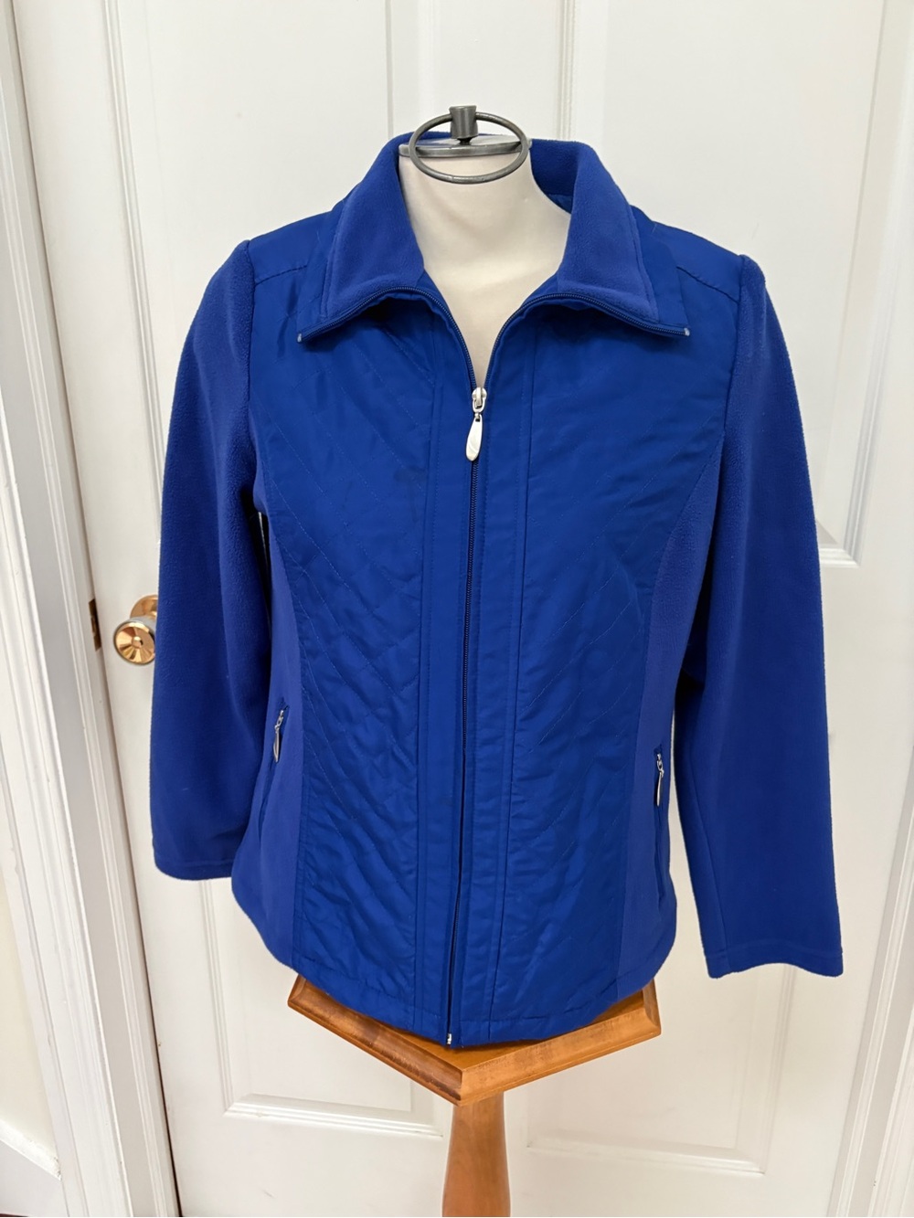 Alia Women's Royal Blue Quilted Zip Fleece Jacket